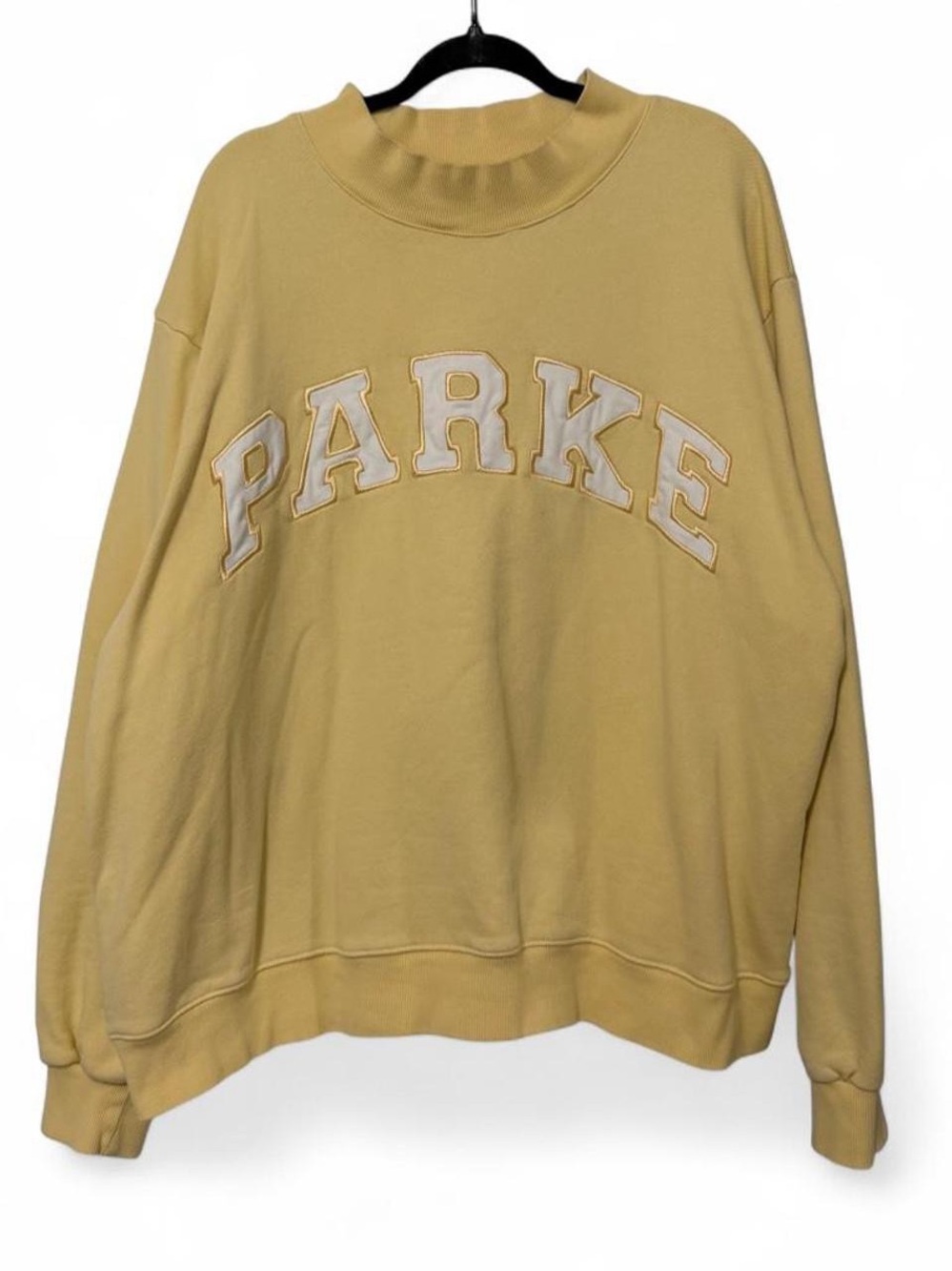 PARKE heritage varsity mockneck in peel + white size XXL